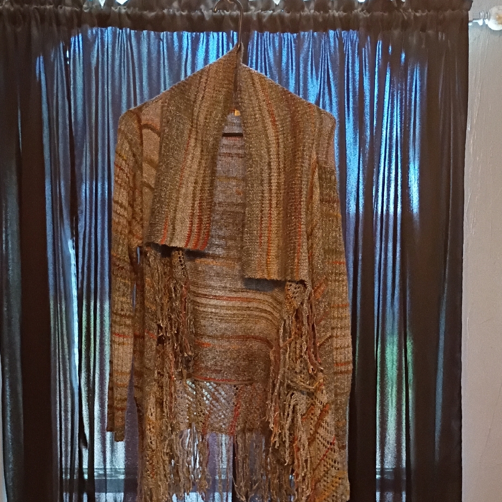 Women's Multicolor Knit Fringe Cardigan